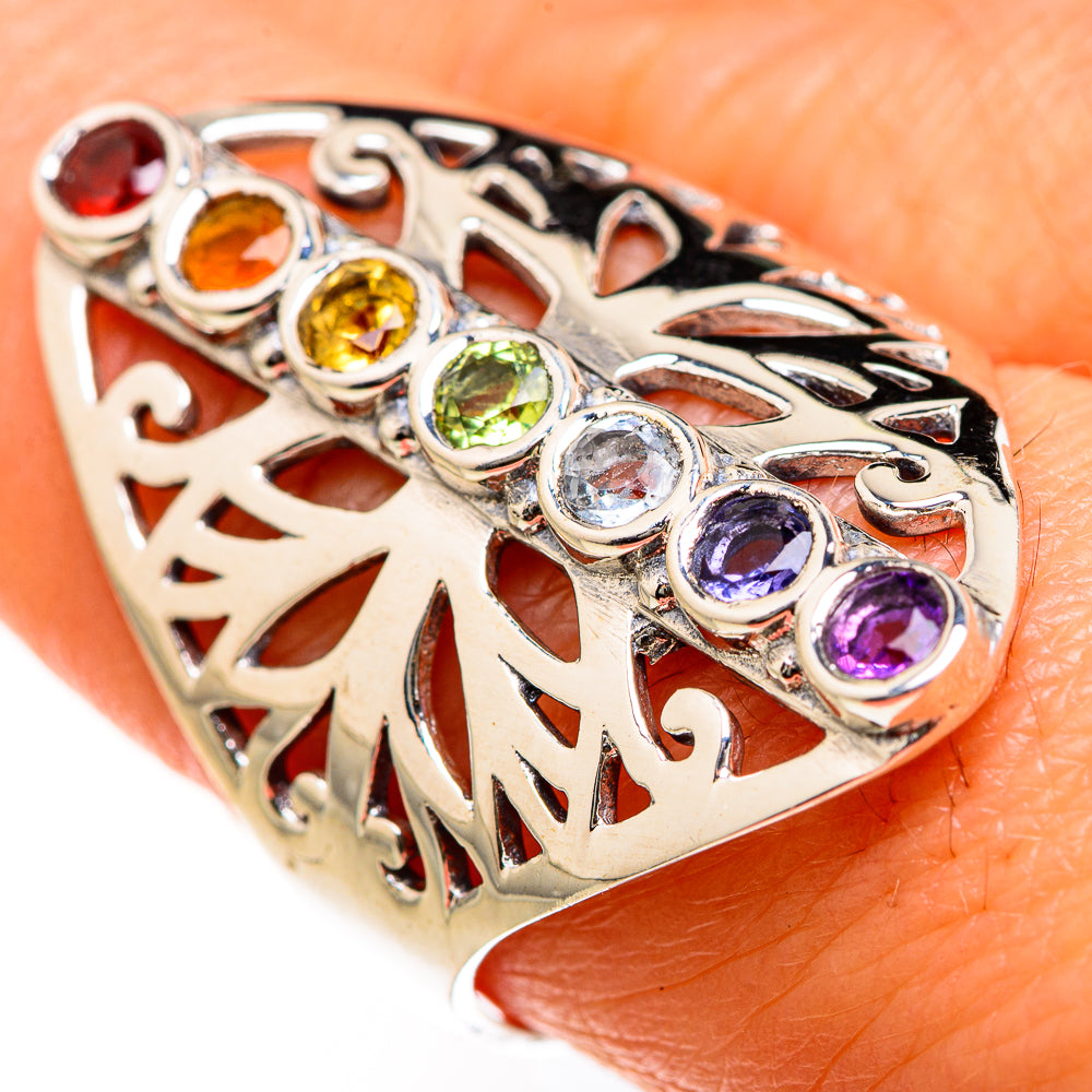 Multi-Stone Rainbow Chakra Rings handcrafted by Anasilvercos - RING127483
