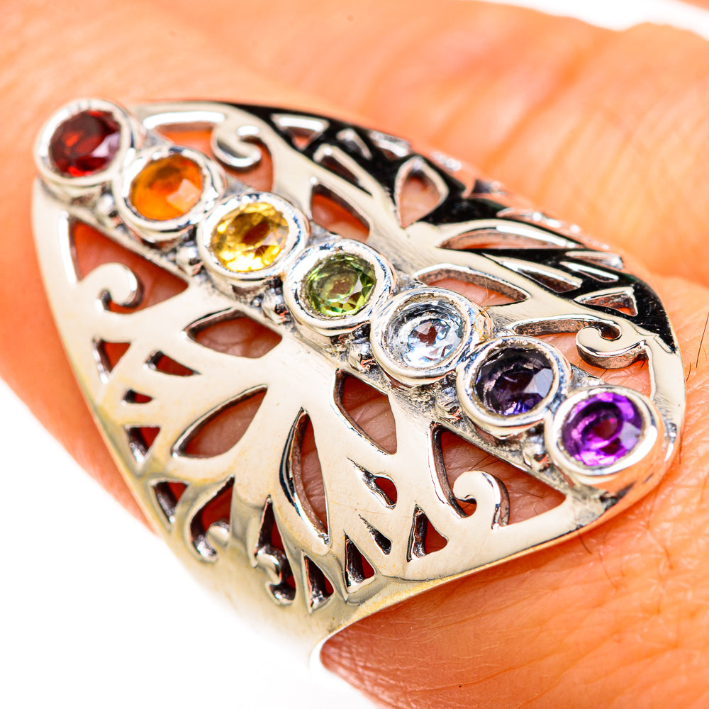 Multi-Stone Rainbow Chakra Rings handcrafted by Anasilvercos - RING127498