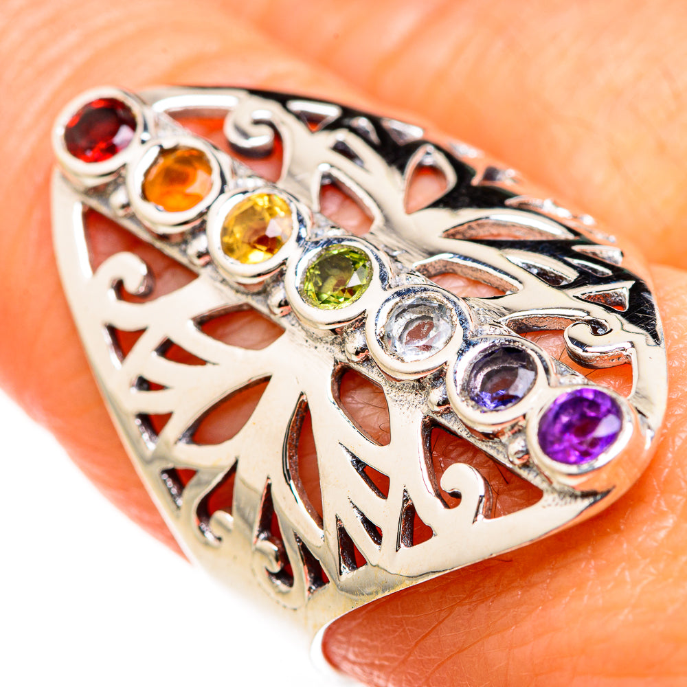 Multi-Stone Rainbow Chakra Rings handcrafted by Anasilvercos - RING127512