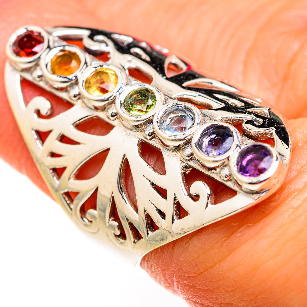 Multi-Stone Rainbow Chakra Rings handcrafted by Anasilvercos - RING127527