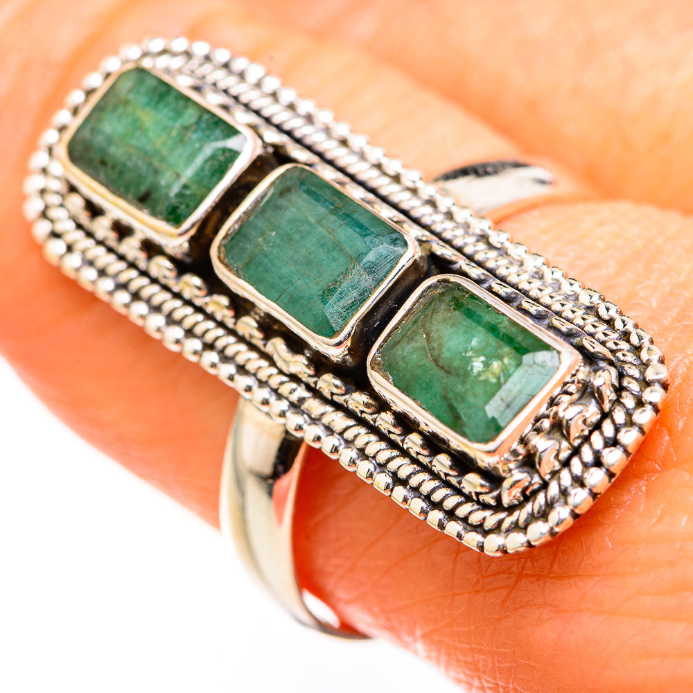 Zambian Emerald Rings handcrafted by Anasilvercos - RING127538