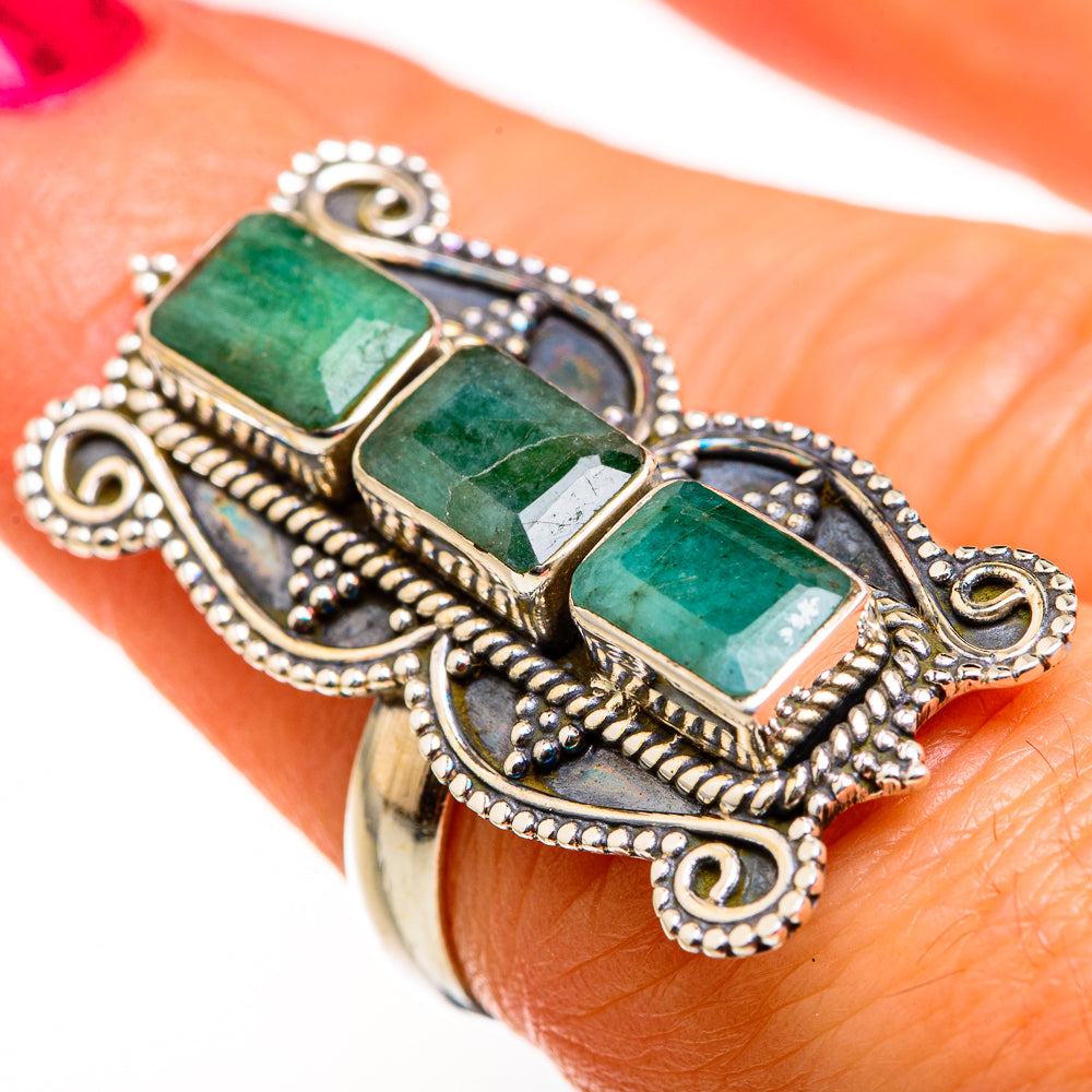 Zambian Emerald Rings handcrafted by Anasilvercos - RING127581