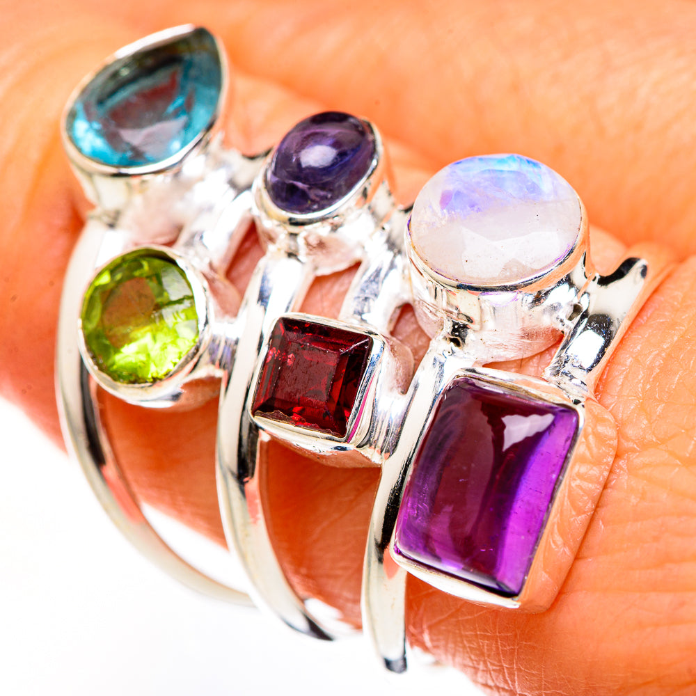 Rainbow Moonstone Rings handcrafted by Anasilvercos - RING127589