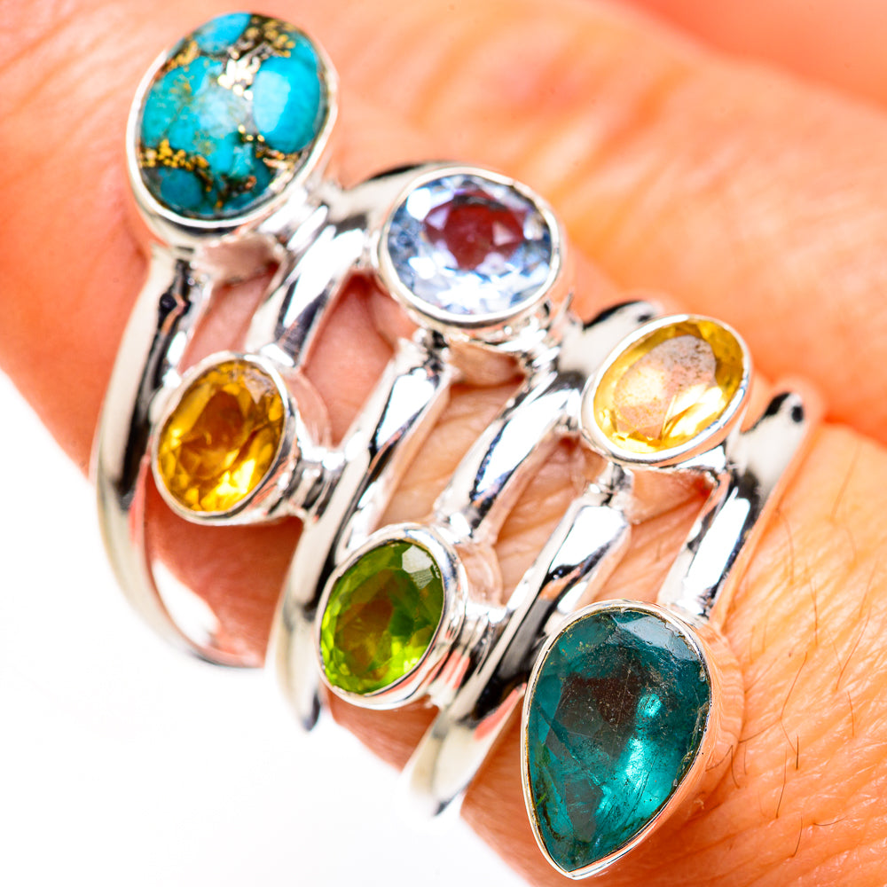 Blue Copper Composite Turquoise Rings handcrafted by Anasilvercos - RING127593