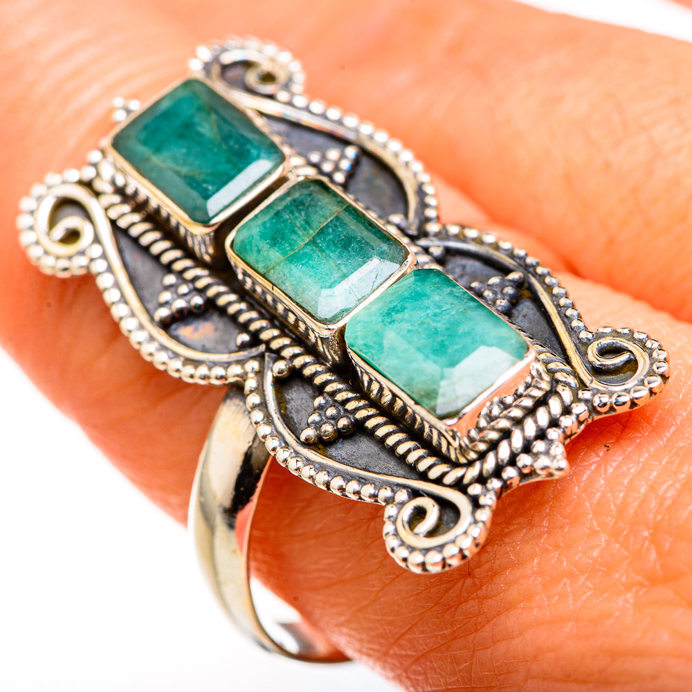 Zambian Emerald Rings handcrafted by Anasilvercos - RING127600