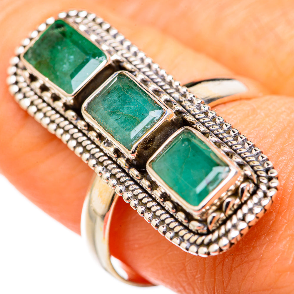 Zambian Emerald Rings handcrafted by Anasilvercos - RING127636