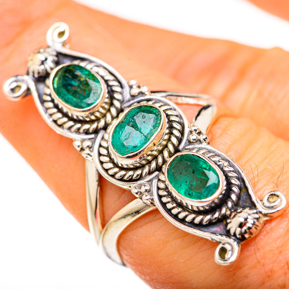 Zambian Emerald Rings handcrafted by Anasilvercos - RING127639
