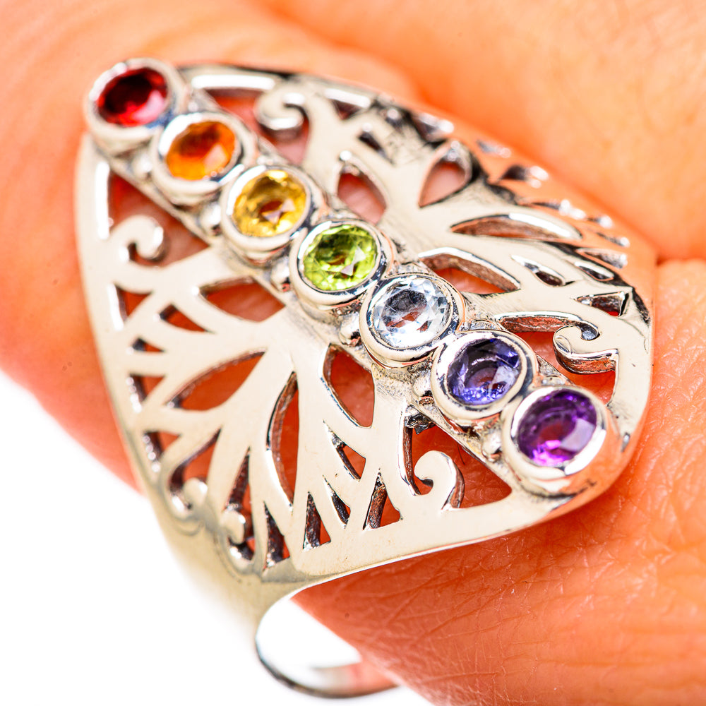 Multi-Stone Rainbow Chakra Rings handcrafted by Anasilvercos - RING127651