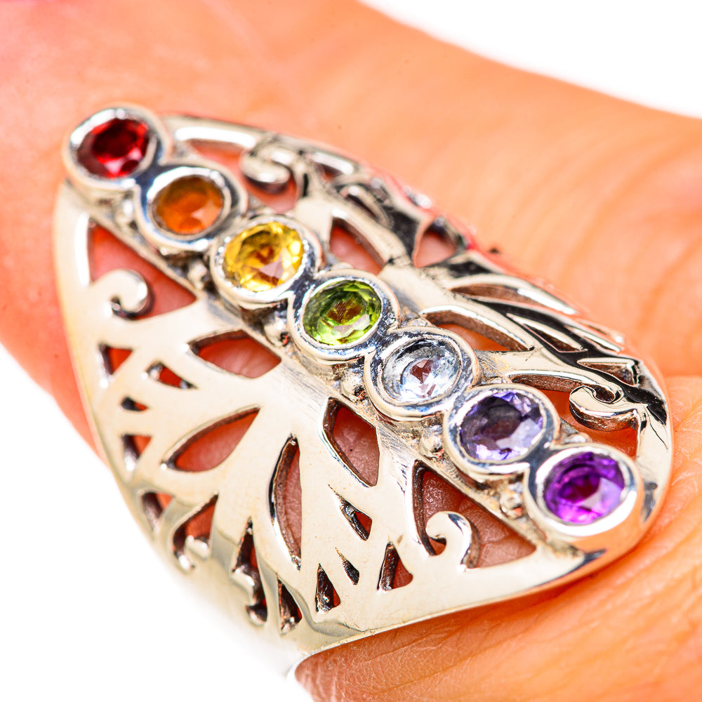 Multi-Stone Rainbow Chakra Rings handcrafted by Anasilvercos - RING127667