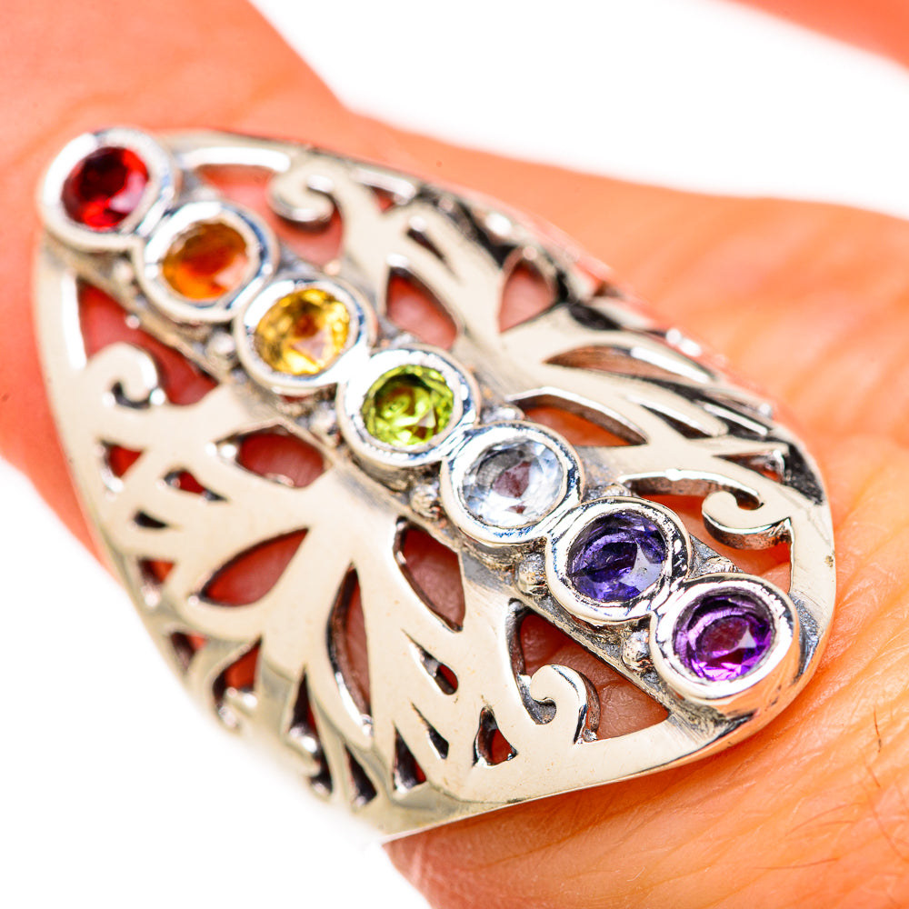 Multi-Stone Rainbow Chakra Rings handcrafted by Anasilvercos - RING127715
