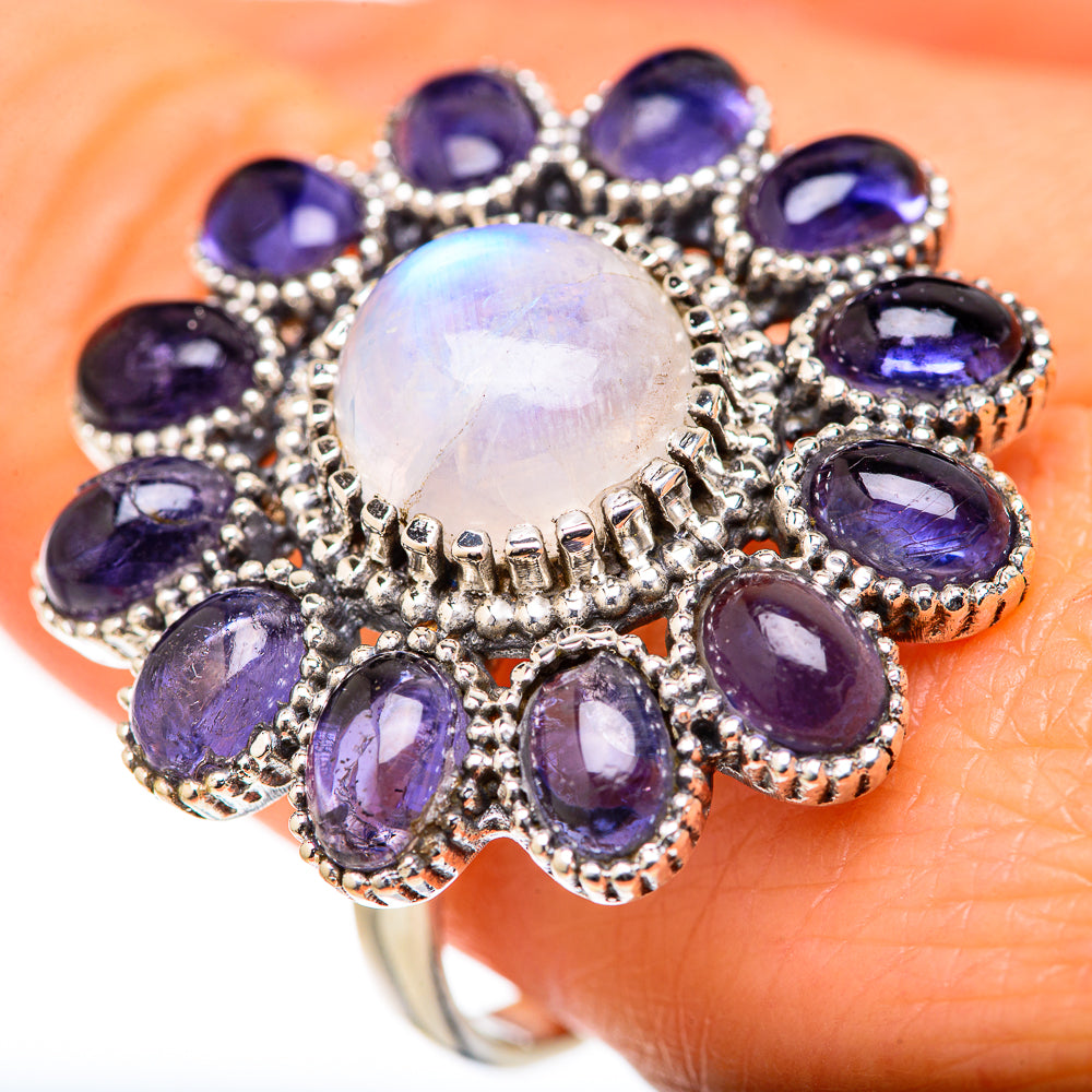 Rainbow Moonstone Rings handcrafted by Anasilvercos - RING127788