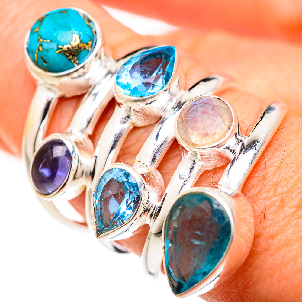 Blue Copper Composite Turquoise Rings handcrafted by Anasilvercos - RING127794