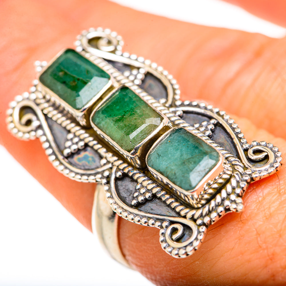Zambian Emerald Rings handcrafted by Anasilvercos - RING127801