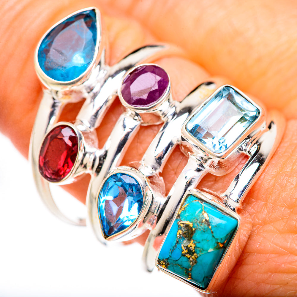 Blue Copper Composite Turquoise Rings handcrafted by Anasilvercos - RING127804