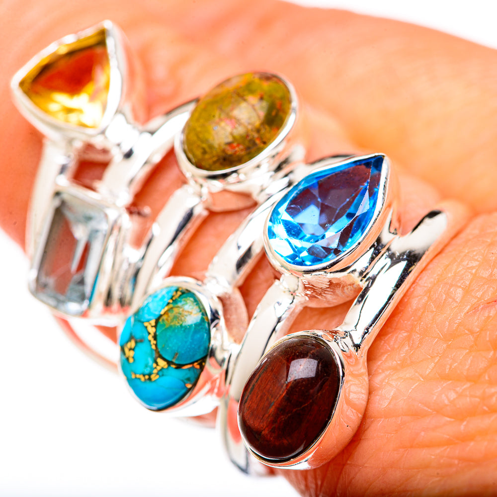 Blue Copper Composite Turquoise Rings handcrafted by Anasilvercos - RING127805