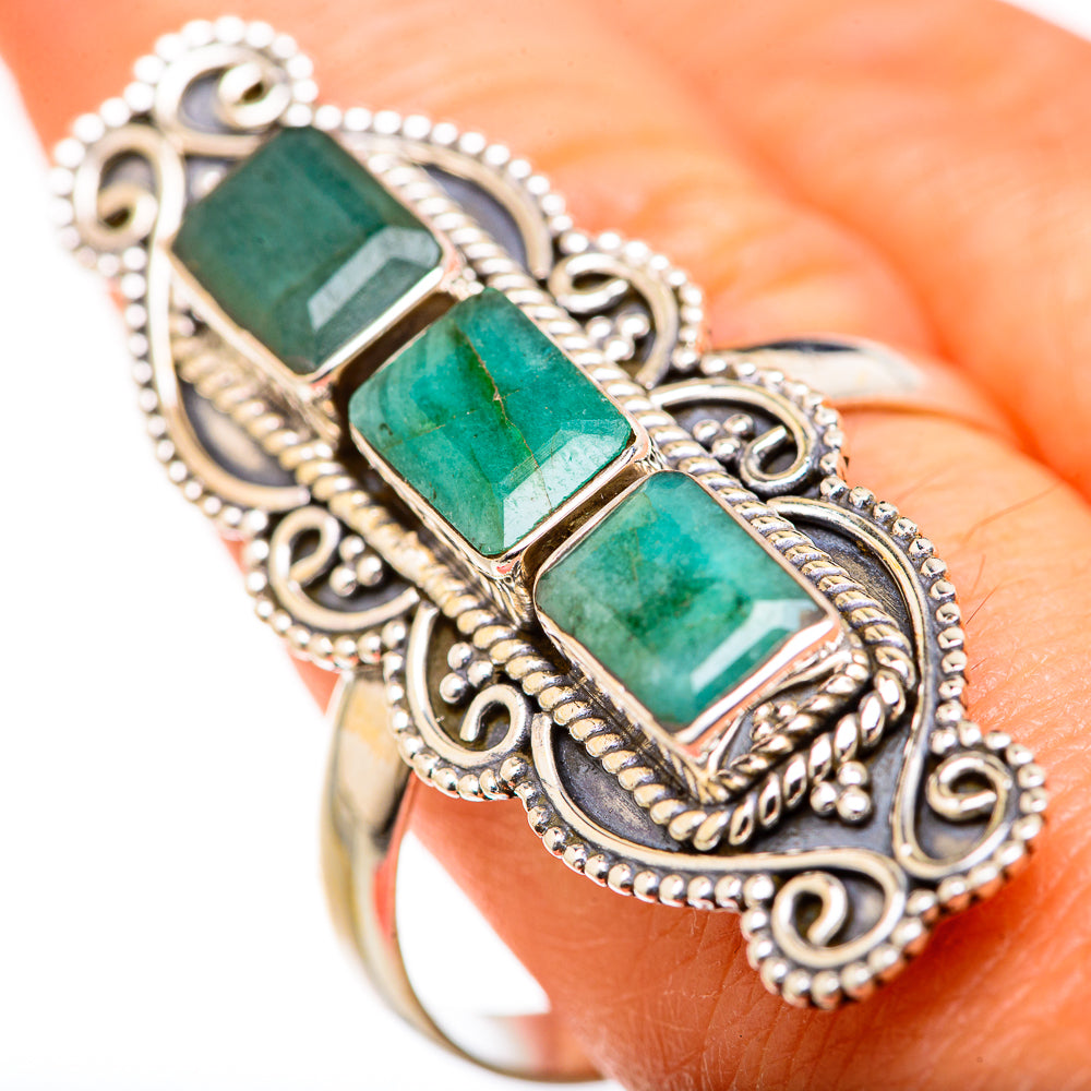 Zambian Emerald Rings handcrafted by Anasilvercos - RING127806