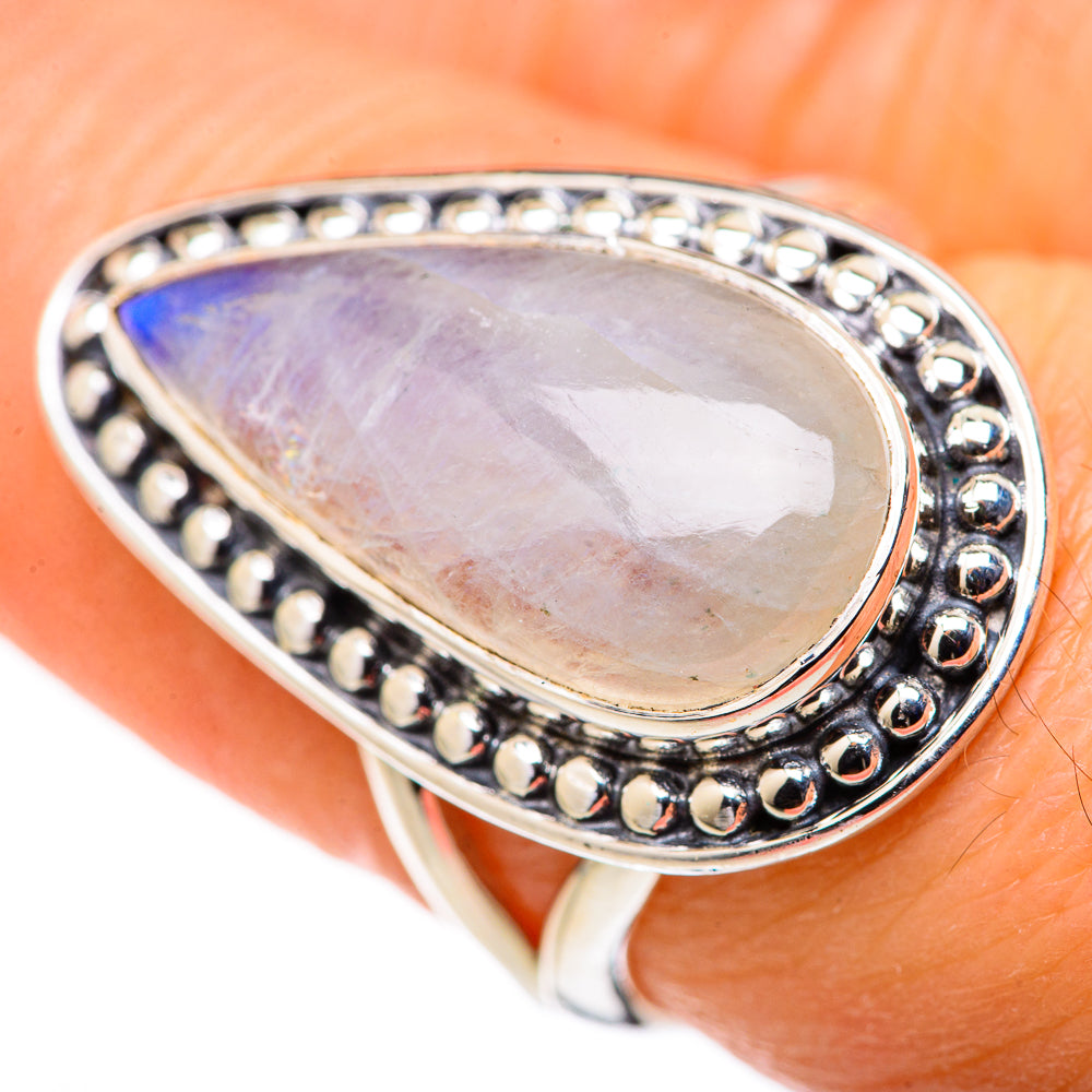 Rainbow Moonstone Rings handcrafted by Anasilvercos - RING127828
