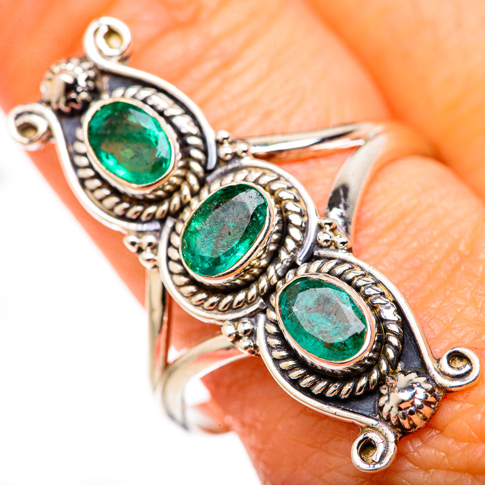 Zambian Emerald Rings handcrafted by Anasilvercos - RING127842
