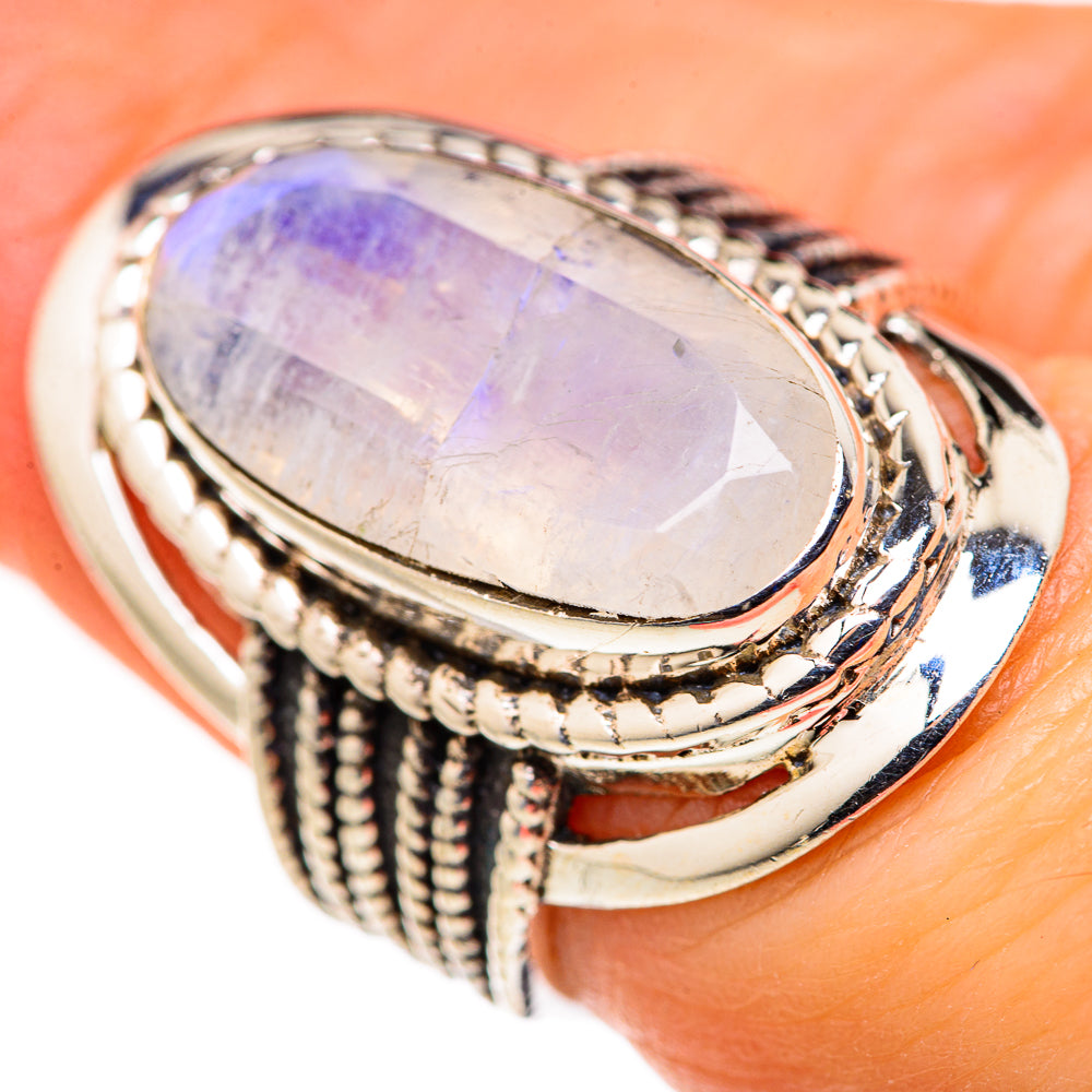 Rainbow Moonstone Rings handcrafted by Anasilvercos - RING127854