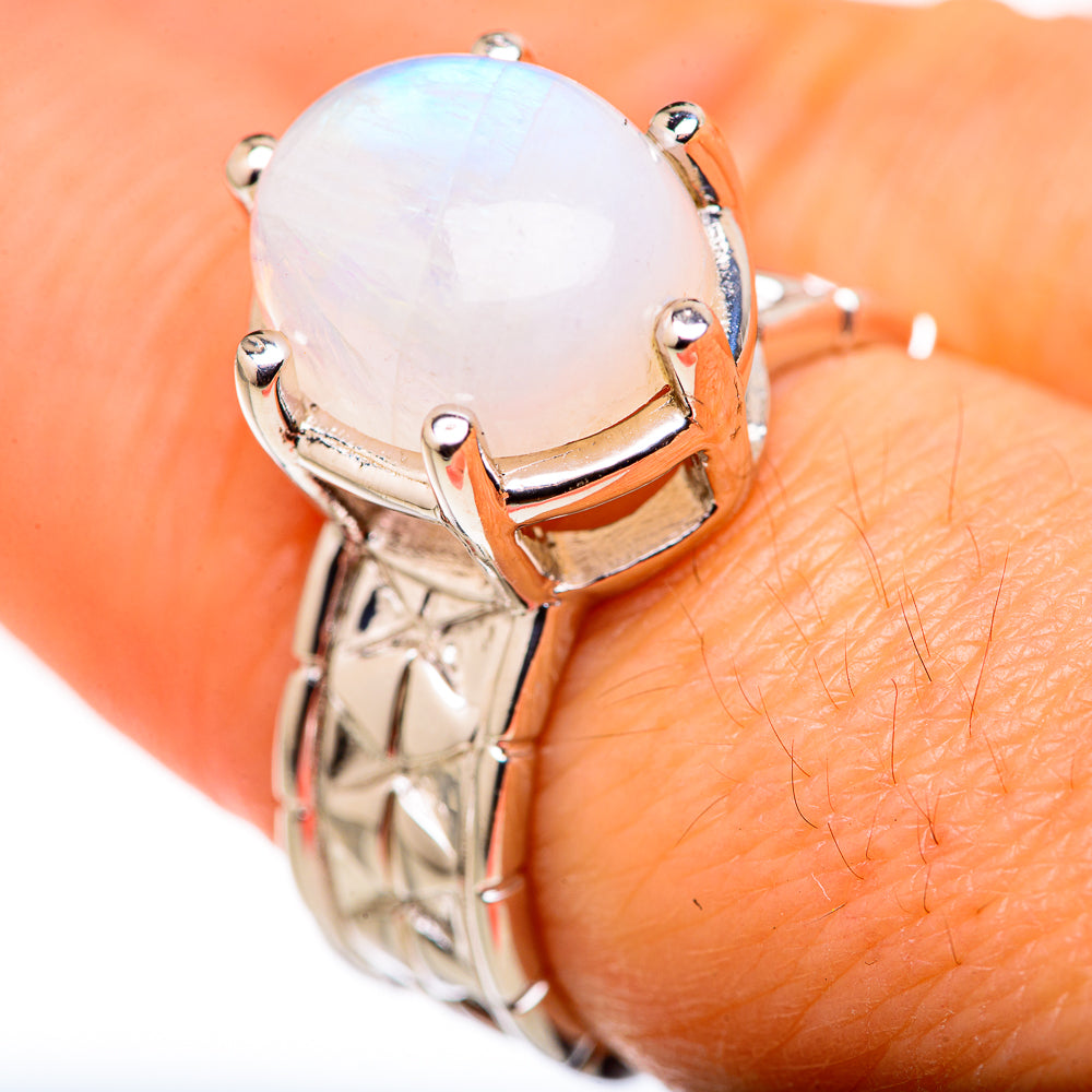 Rainbow Moonstone Rings handcrafted by Anasilvercos - RING127855