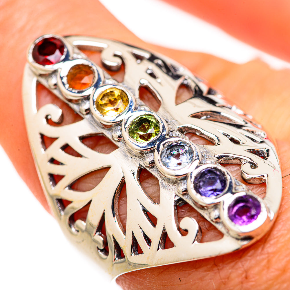 Multi-Stone Chakra Rings handcrafted by Anasilvercos - RING127856