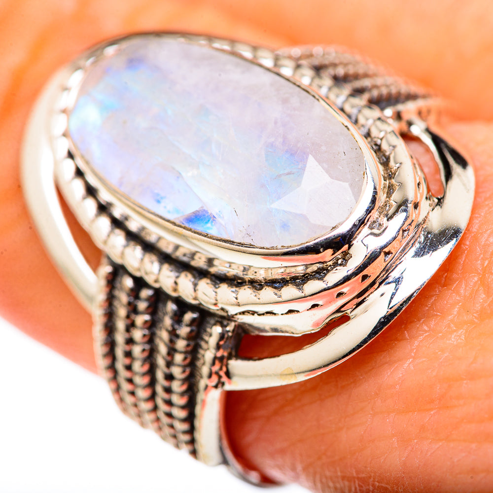 Rainbow Moonstone Rings handcrafted by Anasilvercos - RING127878