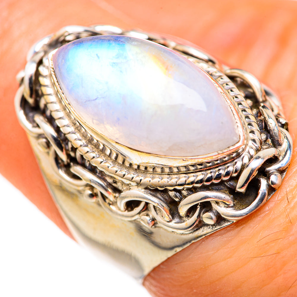 Rainbow Moonstone Rings handcrafted by Anasilvercos - RING127879