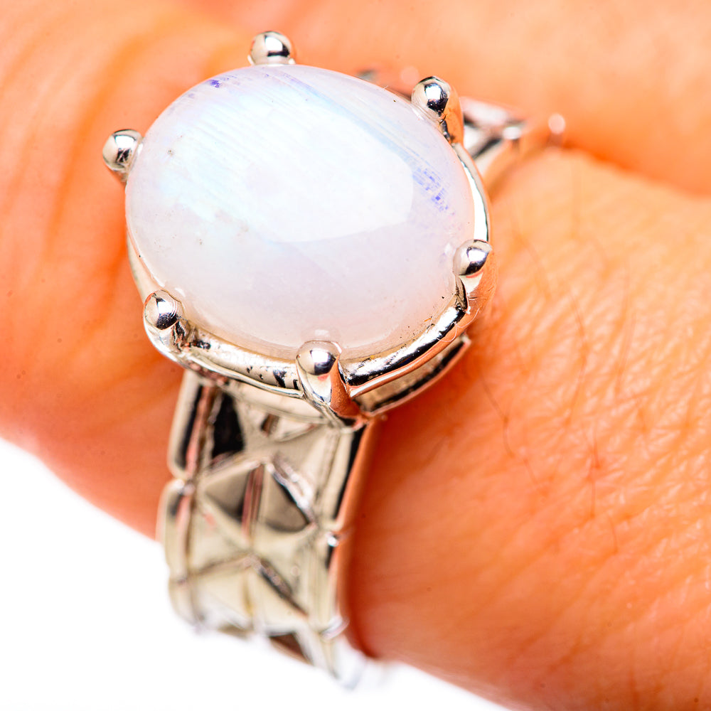 Rainbow Moonstone Rings handcrafted by Anasilvercos - RING127905
