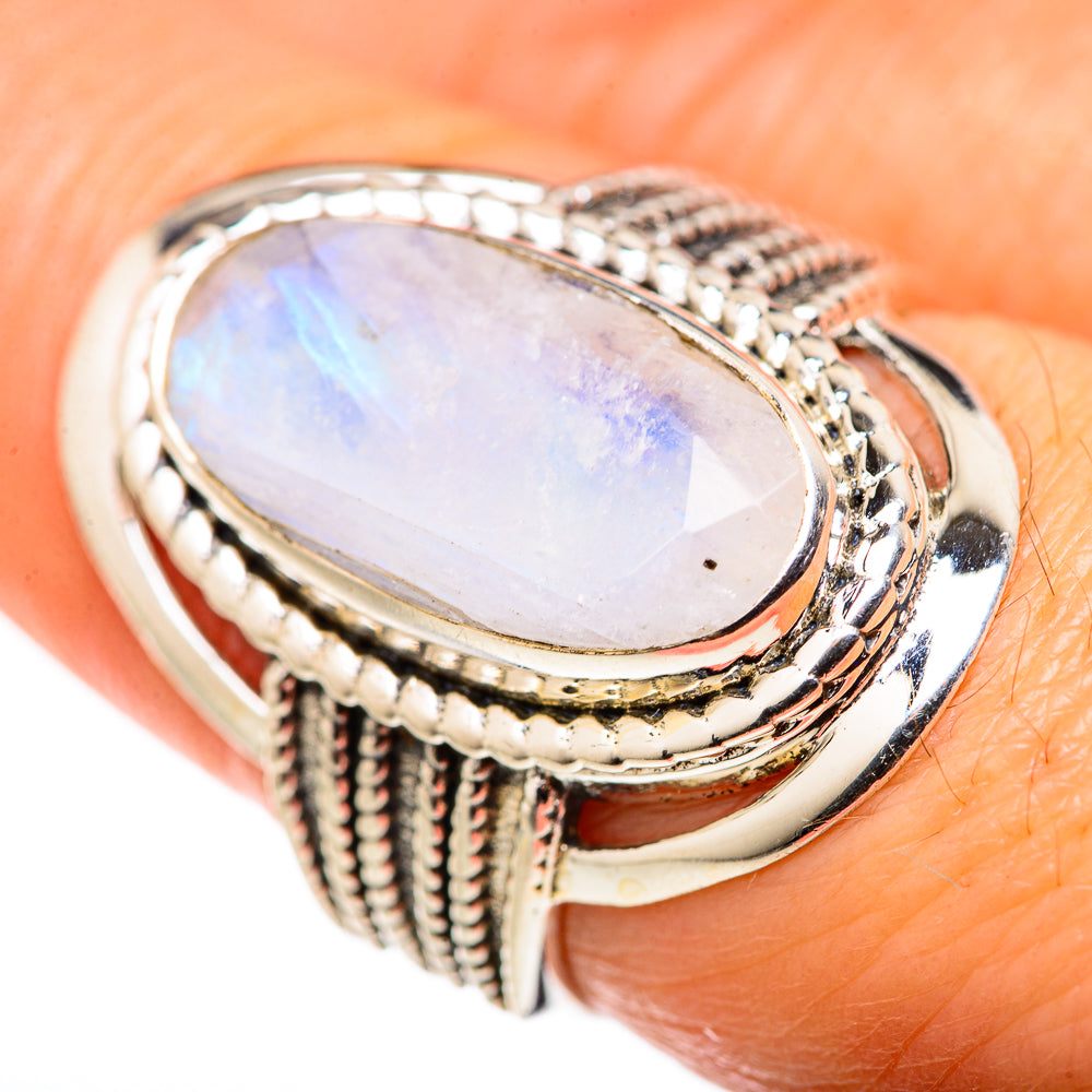Rainbow Moonstone Rings handcrafted by Anasilvercos - RING127931