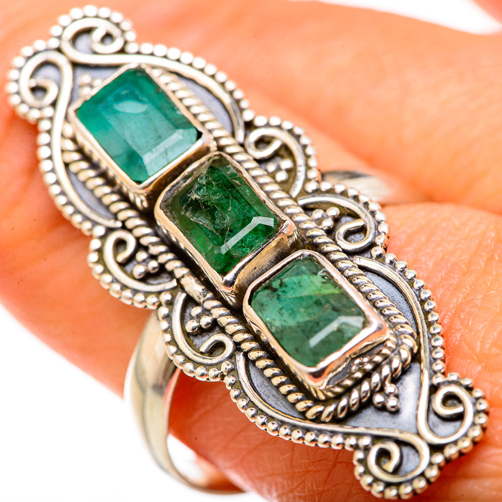 Zambian Emerald Rings handcrafted by Anasilvercos - RING127973