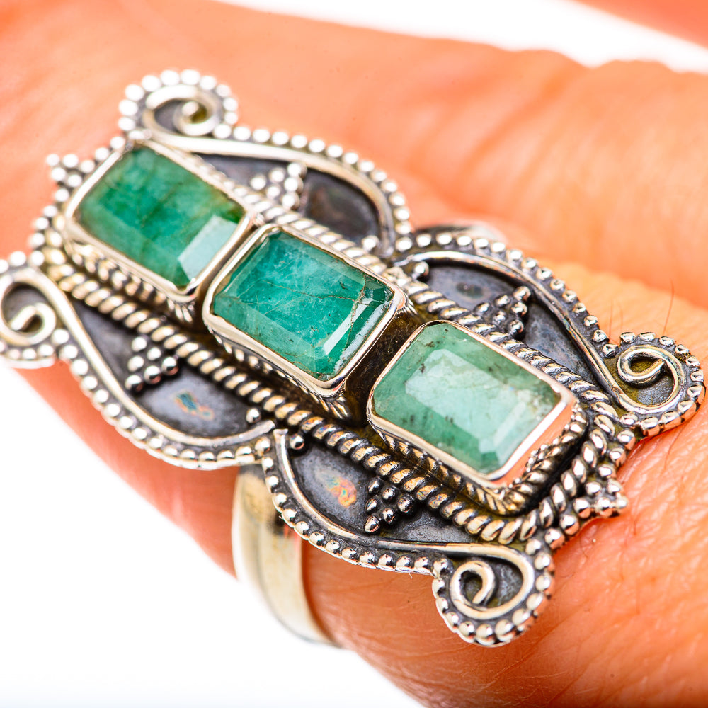 Zambian Emerald Rings handcrafted by Anasilvercos - RING127988