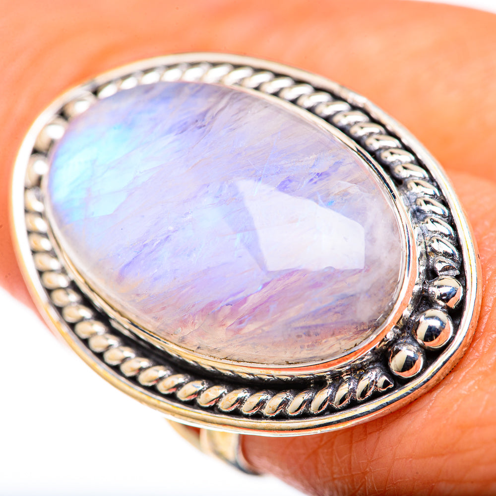 Rainbow Moosntone Rings handcrafted by Anasilvercos - RING127995