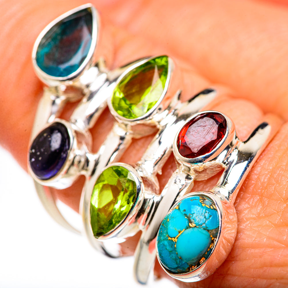 Blue Copper Composite Turquoise Rings handcrafted by Anasilvercos - RING127999