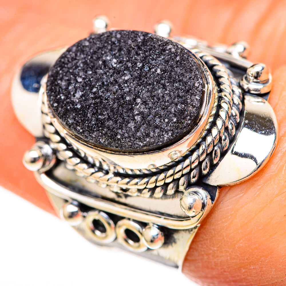 Black Druzy Rings handcrafted by Anasilvercos - RING128057