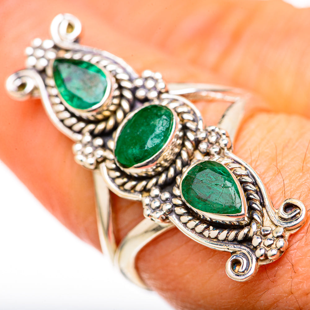 Zambian Emerald Rings handcrafted by Anasilvercos - RING128101