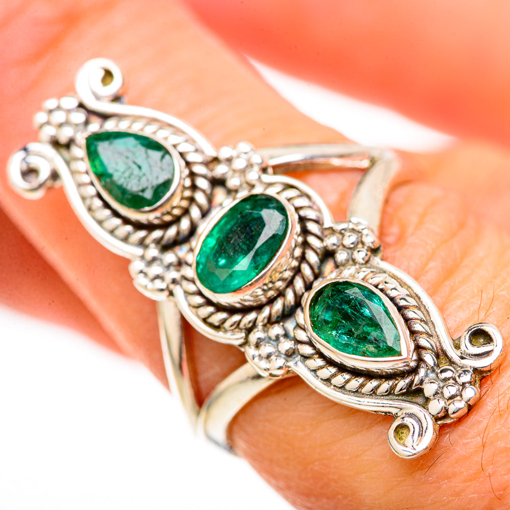 Zambian Emerald Rings handcrafted by Anasilvercos - RING128125