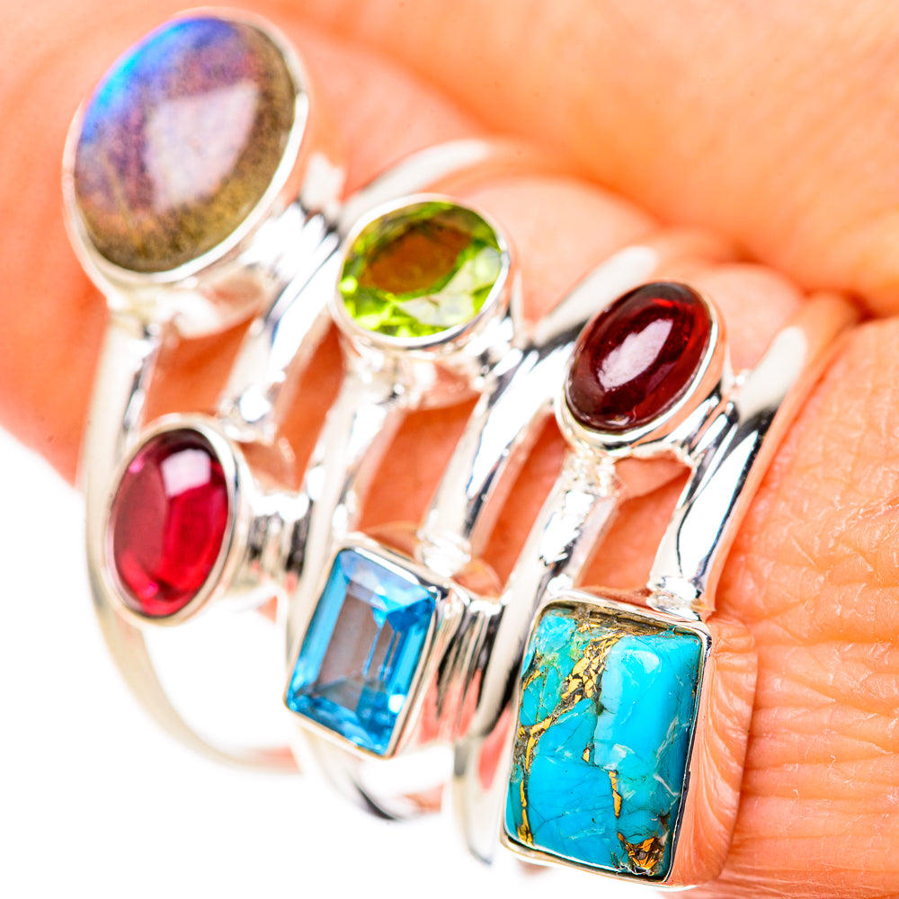 Blue Copper Composite Turquoise Rings handcrafted by Anasilvercos - RING128162