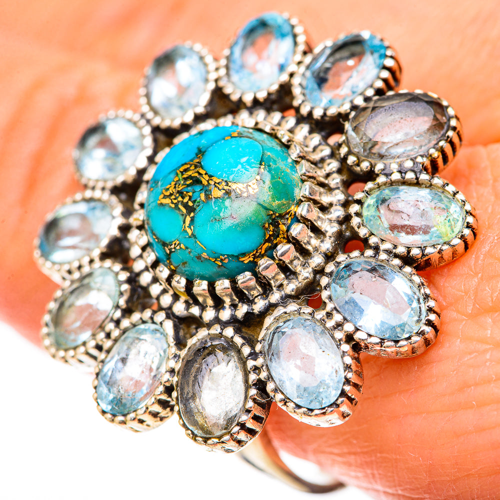 Blue Copper Composite Turquoise Rings handcrafted by Anasilvercos - RING128165