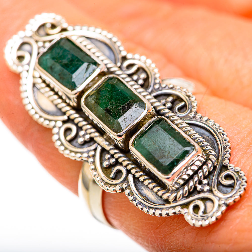 Zambian Emerald Rings handcrafted by Anasilvercos - RING128195
