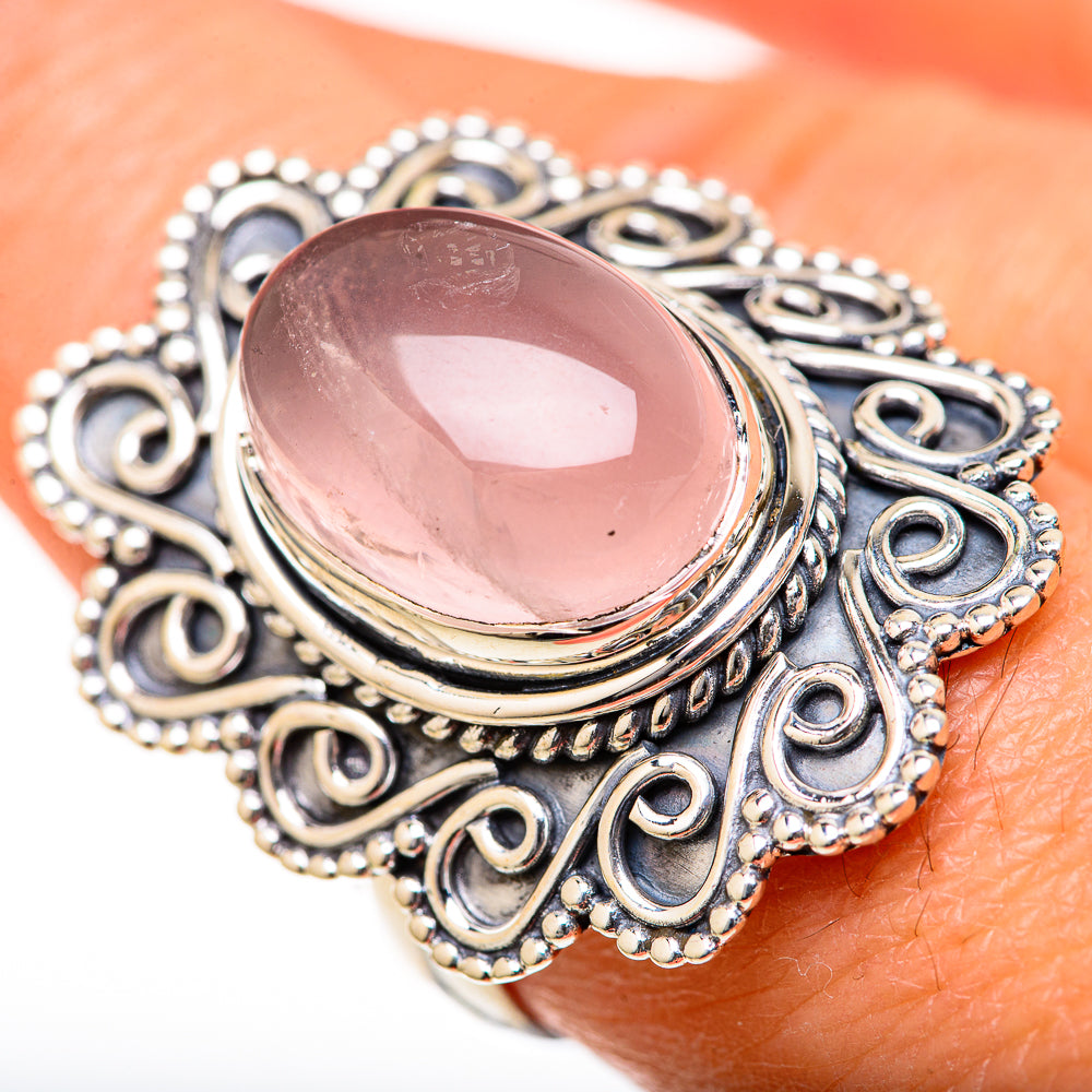 Rose Quartz Rings handcrafted by Anasilvercos - RING128199