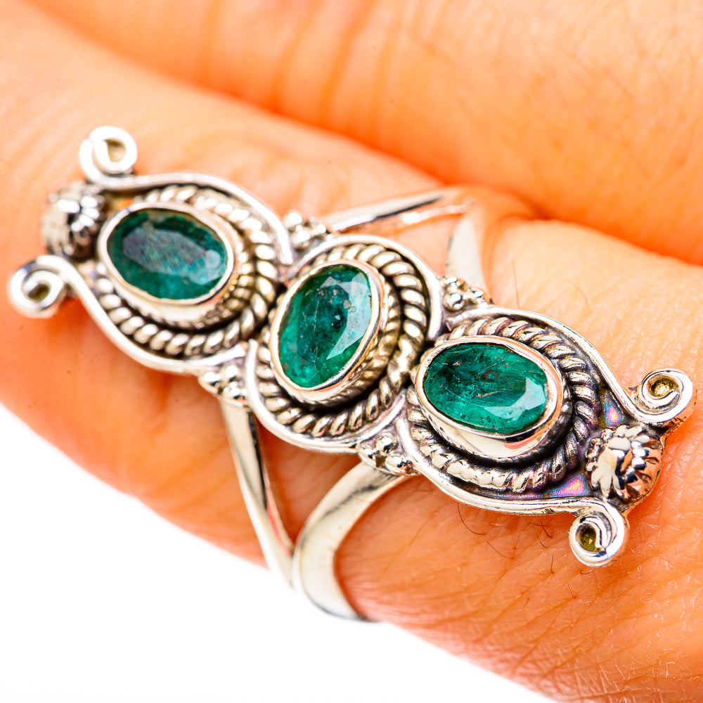 Zambian Emerald Rings handcrafted by Anasilvercos - RING128224