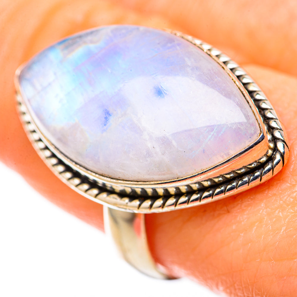 Rainbow Moonstone Rings handcrafted by Anasilvercos - RING128296