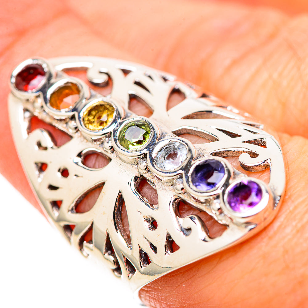 Multi-Stone Rainbow Chakra Rings handcrafted by Anasilvercos - RING128298