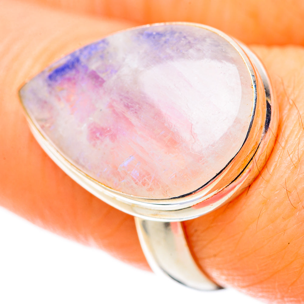 Rainbow Moonstone Rings handcrafted by Anasilvercos - RING128323