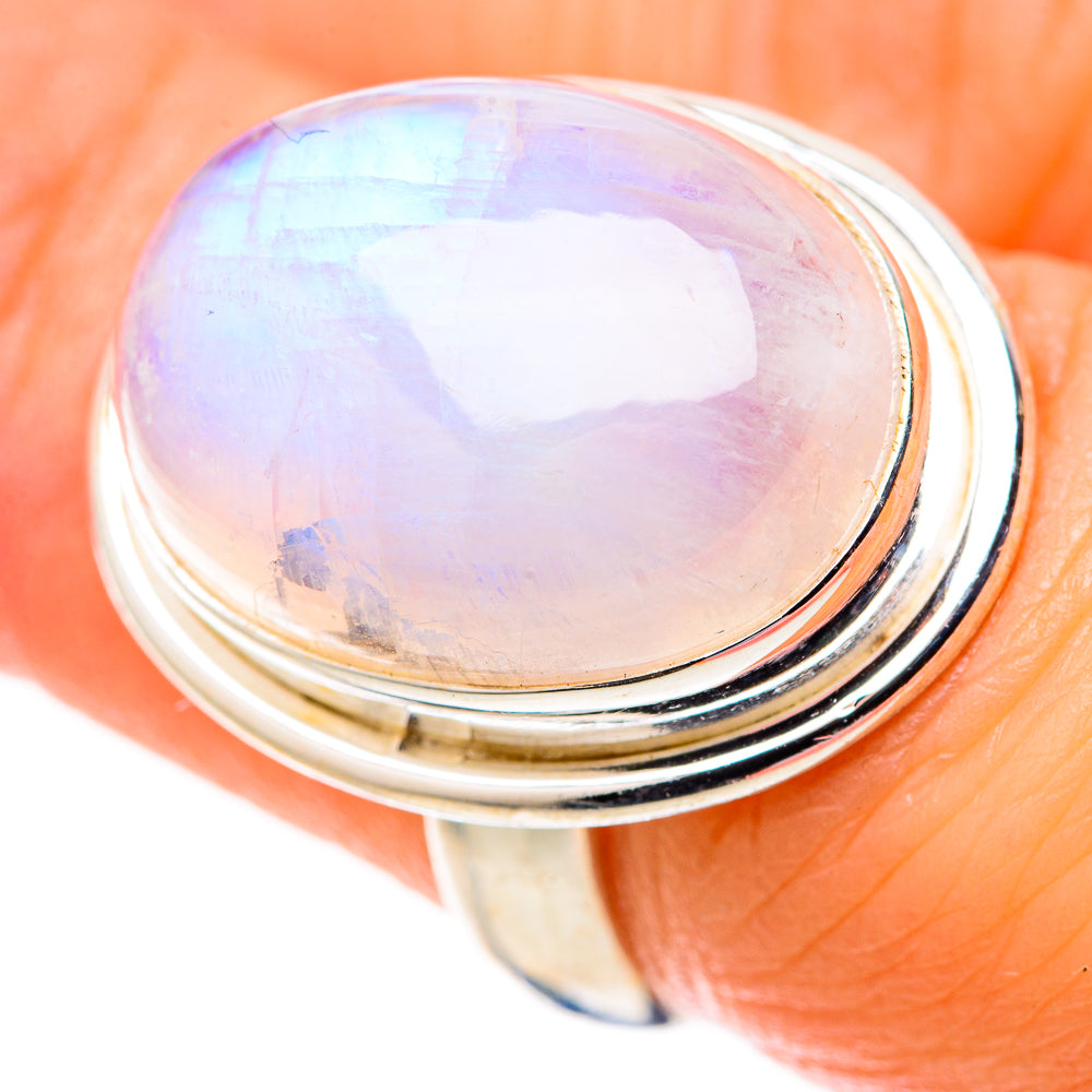 Rainbow Moonstone Rings handcrafted by Anasilvercos - RING128324