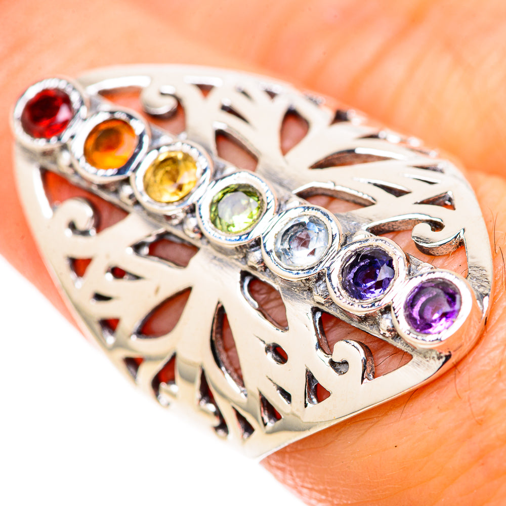 Multi-Stone Rainbow Chakra Rings handcrafted by Anasilvercos - RING128326