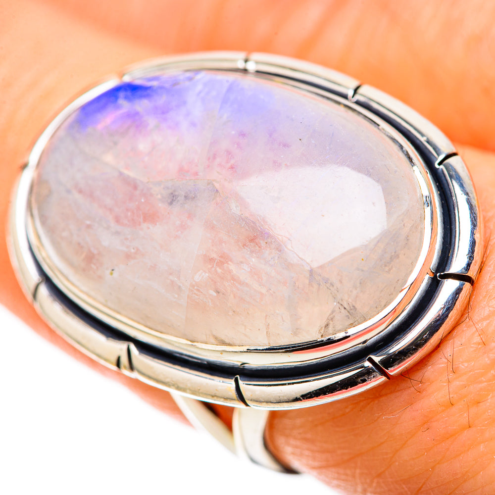 Rainbow Moonstone Rings handcrafted by Anasilvercos - RING128376