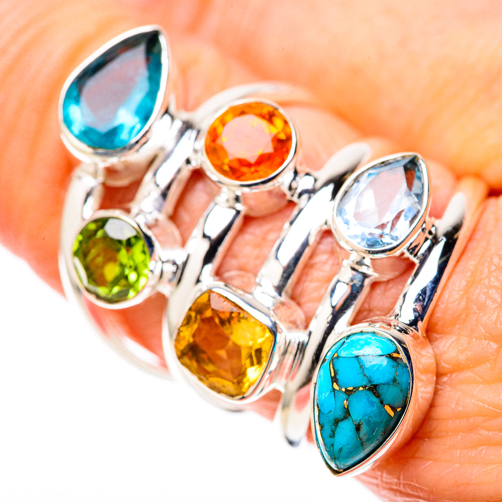 Blue Copper Composite Turquoise Rings handcrafted by Anasilvercos - RING128382