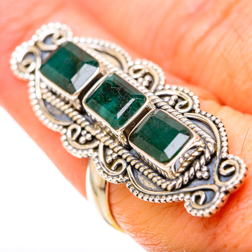 Zambian Emerald Rings handcrafted by Anasilvercos - RING128411