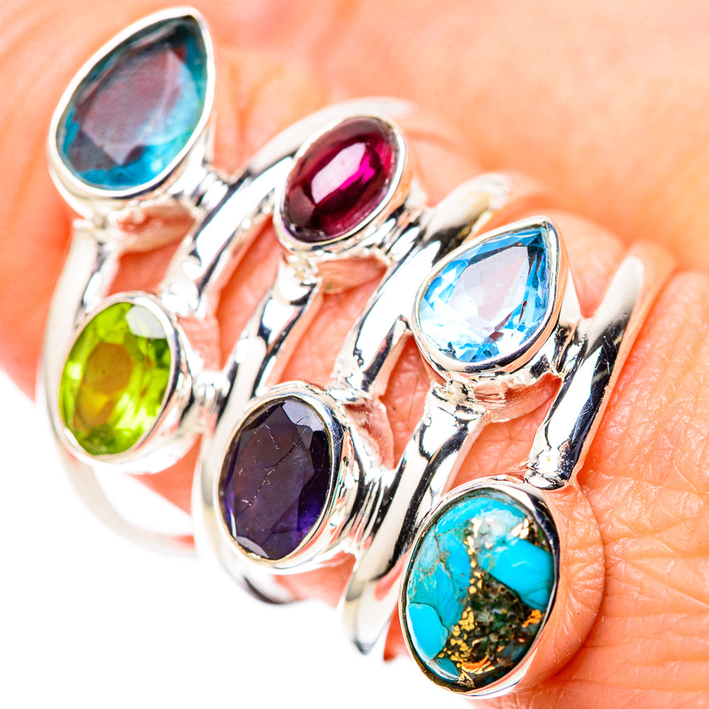 Blue Copper Composite Turquoise Rings handcrafted by Anasilvercos - RING128415